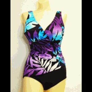 20D/DD NWT surplice swimsuit black blue purple